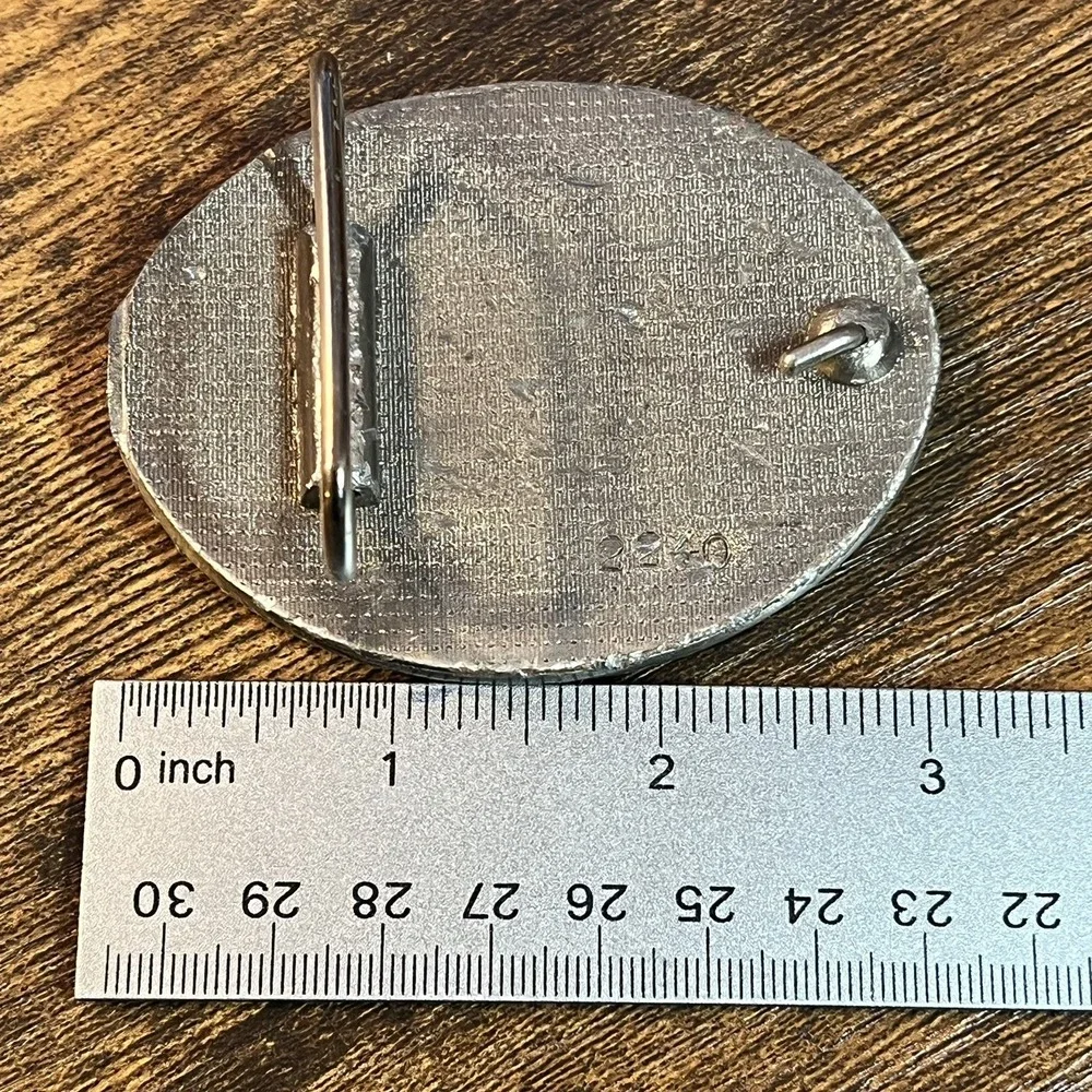 Vintage 1970s Instyle Buckles USA Patriotic Pewter Belt Buckle 2240
